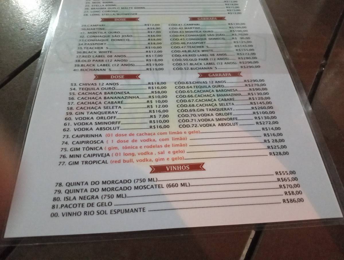 Choperia Kabão cardápio