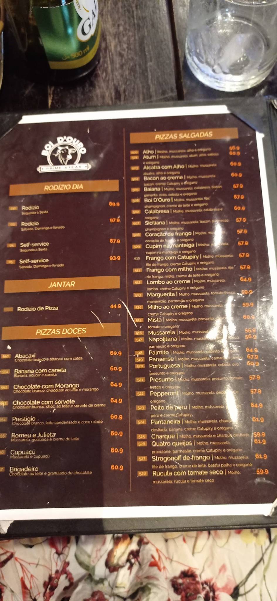 Churrascaria Boi D'Ouro cardápio