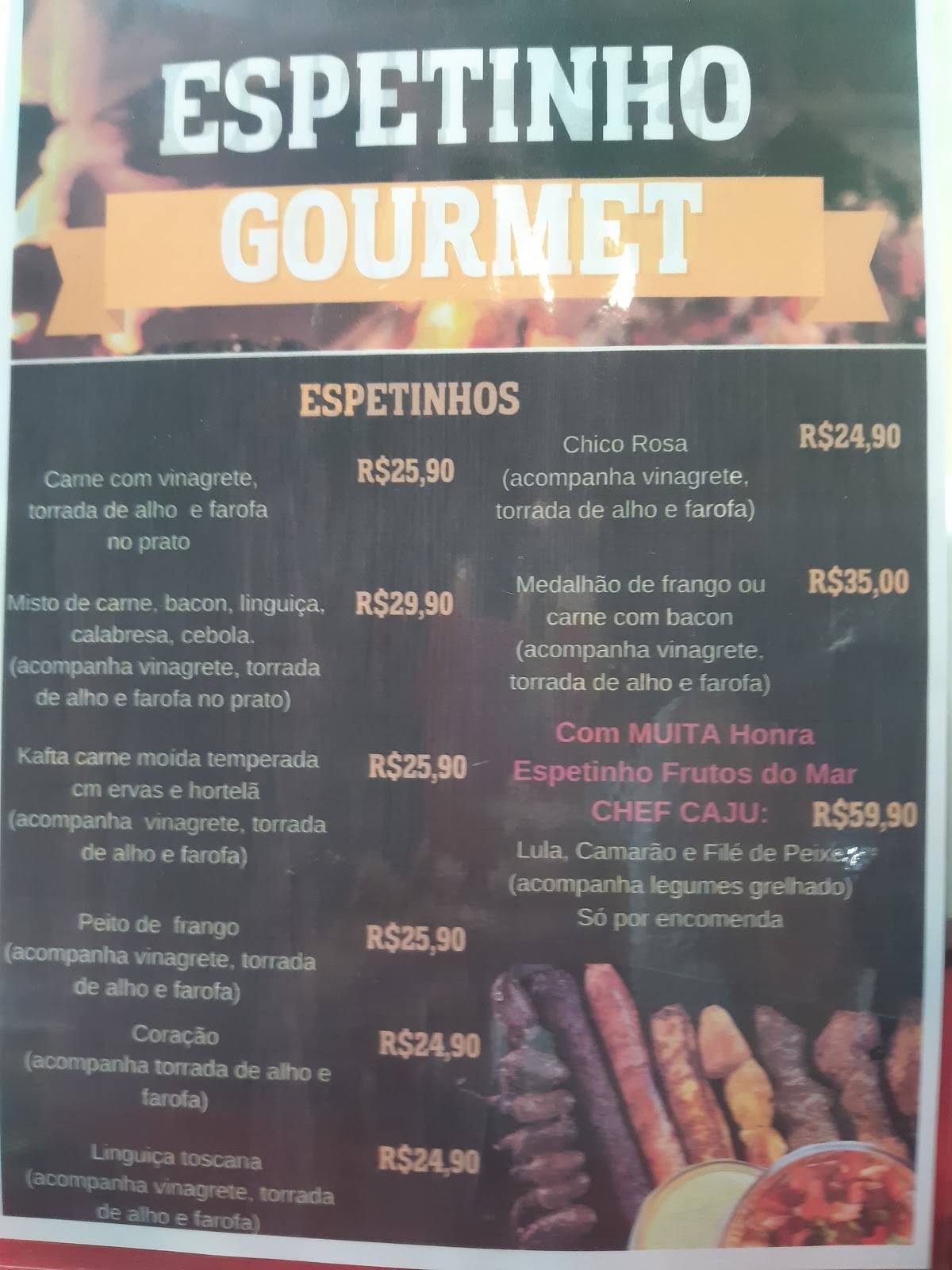 Churrasco/jantinha. Parada obrigatoria cardápio