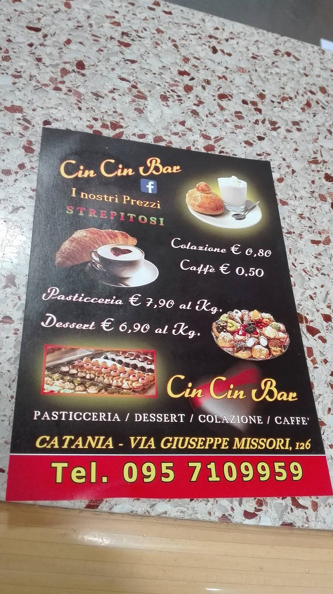 Menu di Cin cin bar 