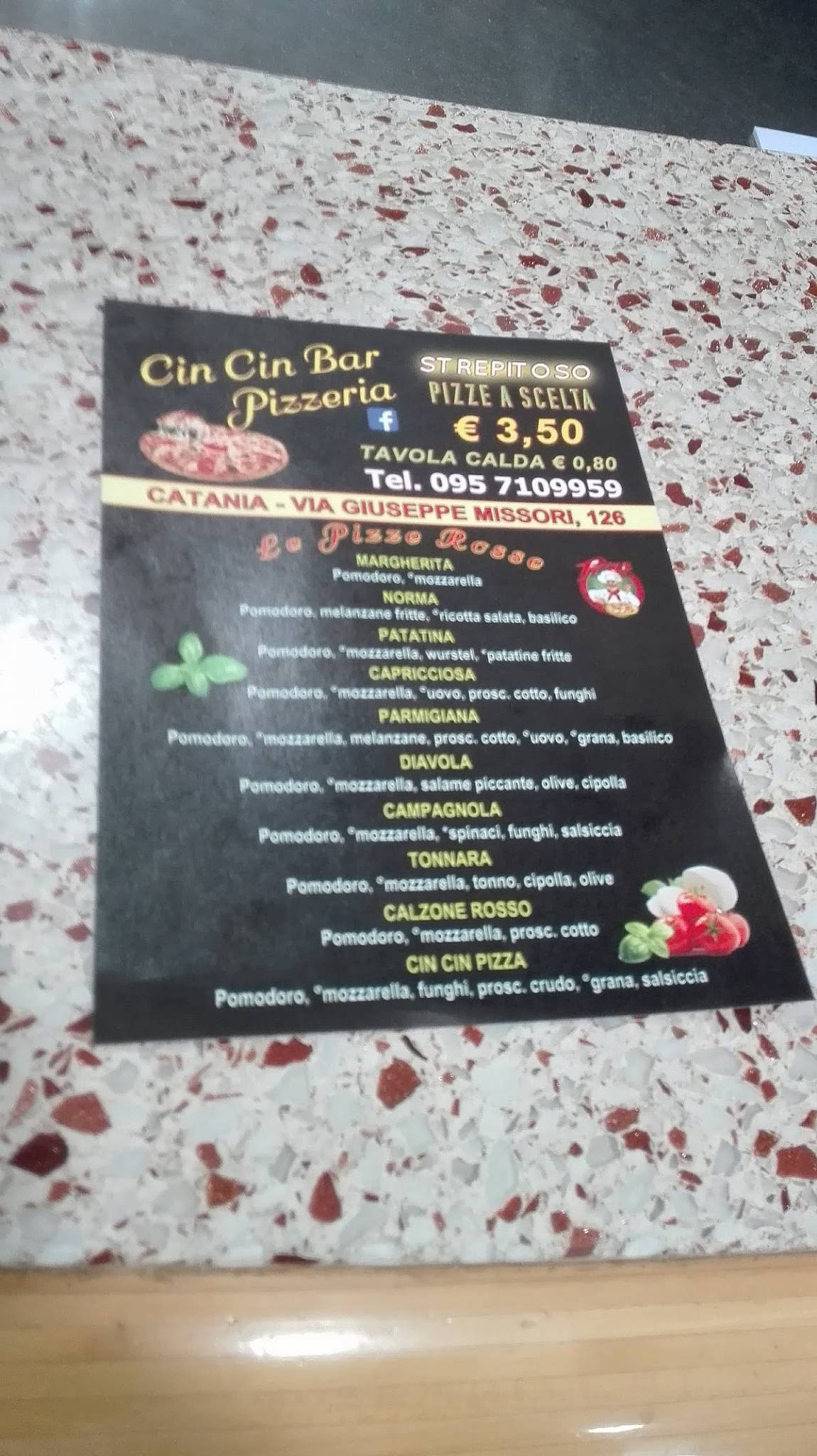 Menu di Cin cin bar 