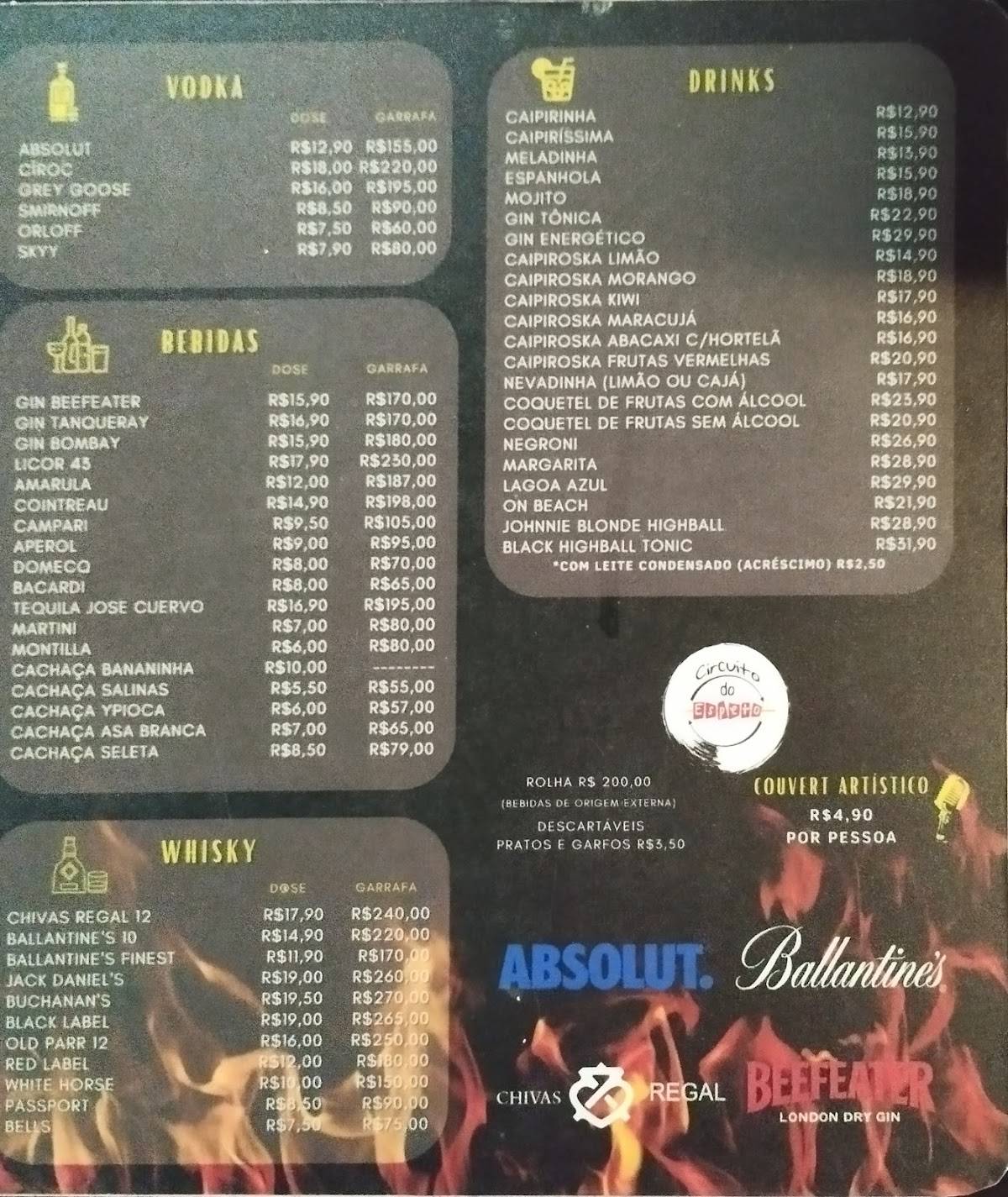 Circuito do Espeto cardápio