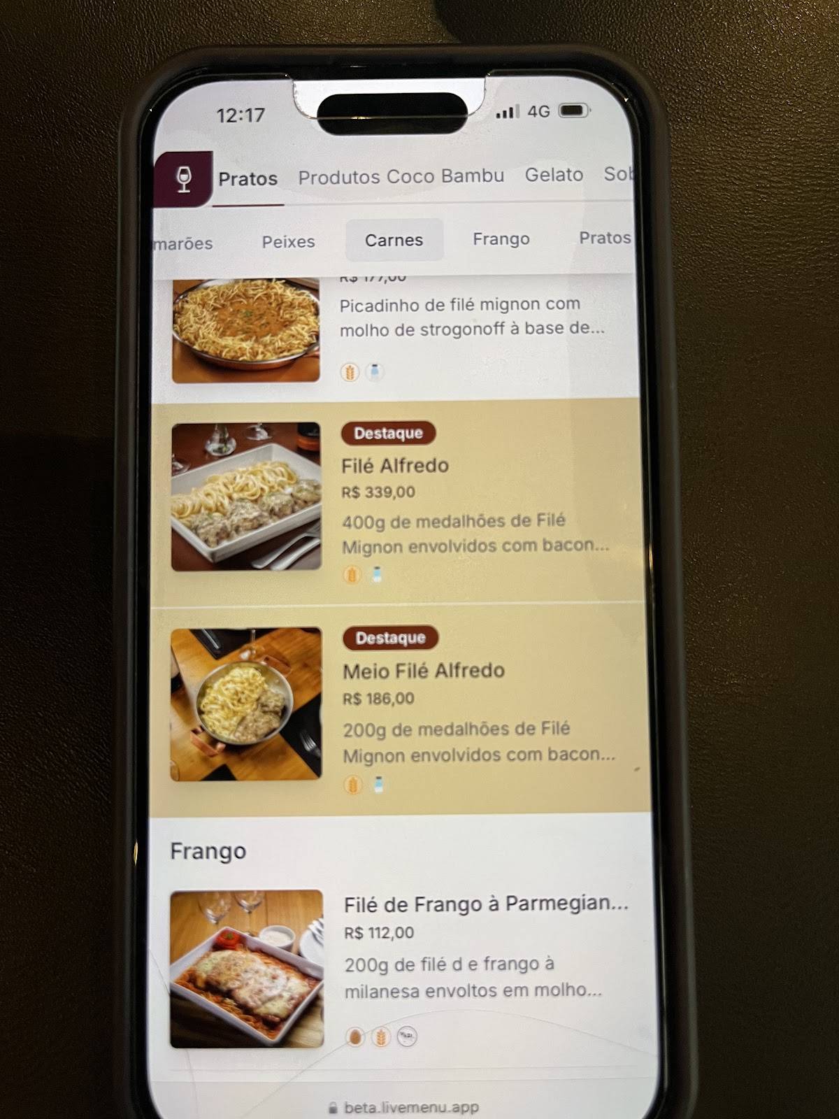 Coco Bambu - Meireles cardápio