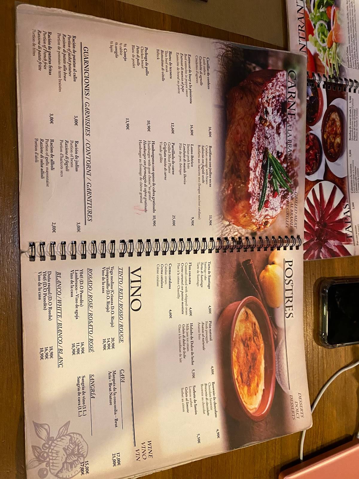 Menu at Colom Restaurant, Barcelona, Carrer dels Escudellers