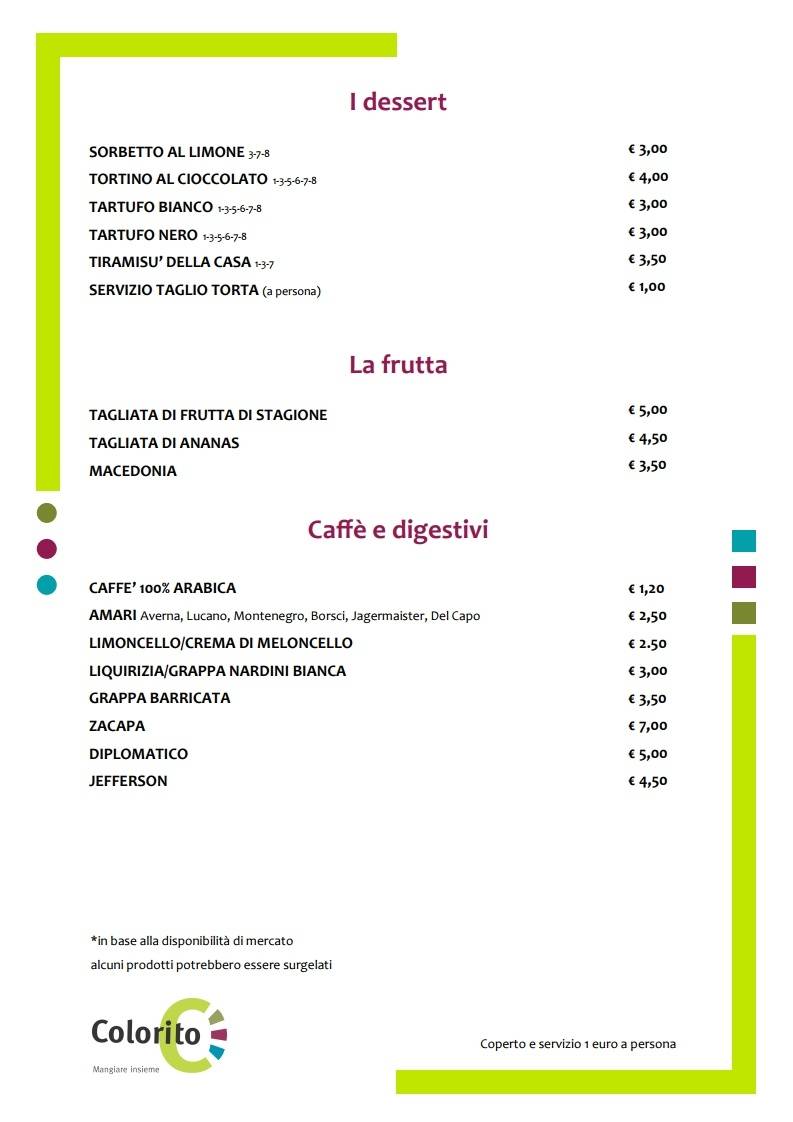 Menu di Colorito 
