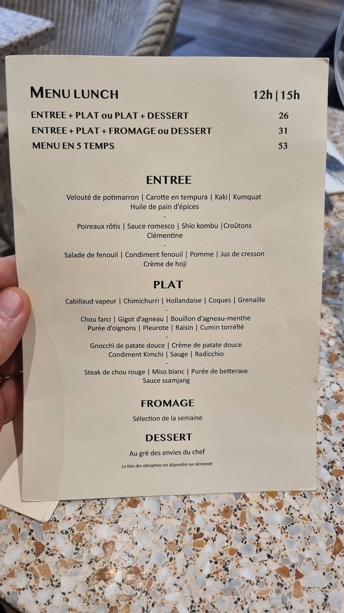 Menu de Colorova Pâtisserie