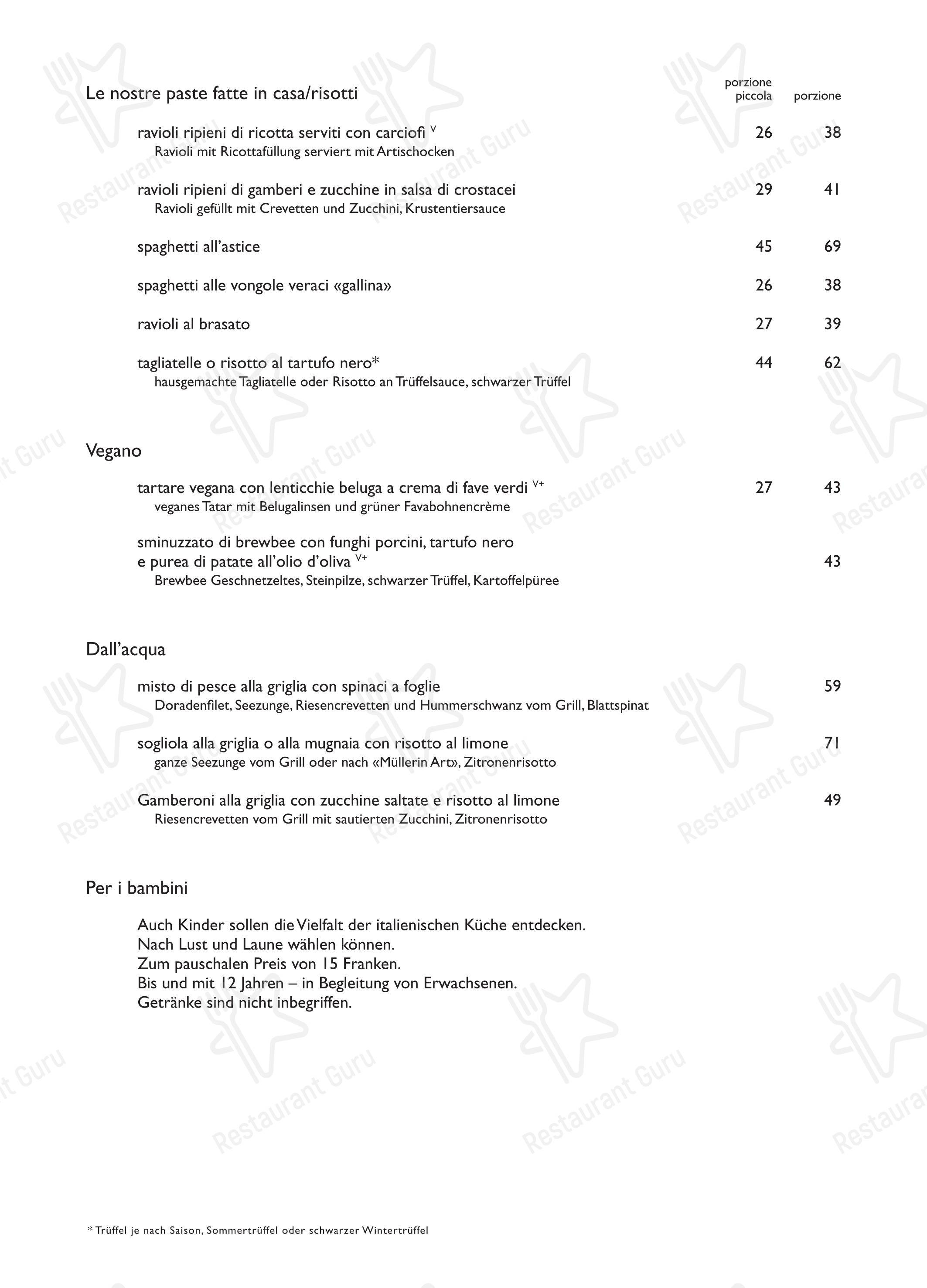 Ristorante Conti in Zurigo - Menu