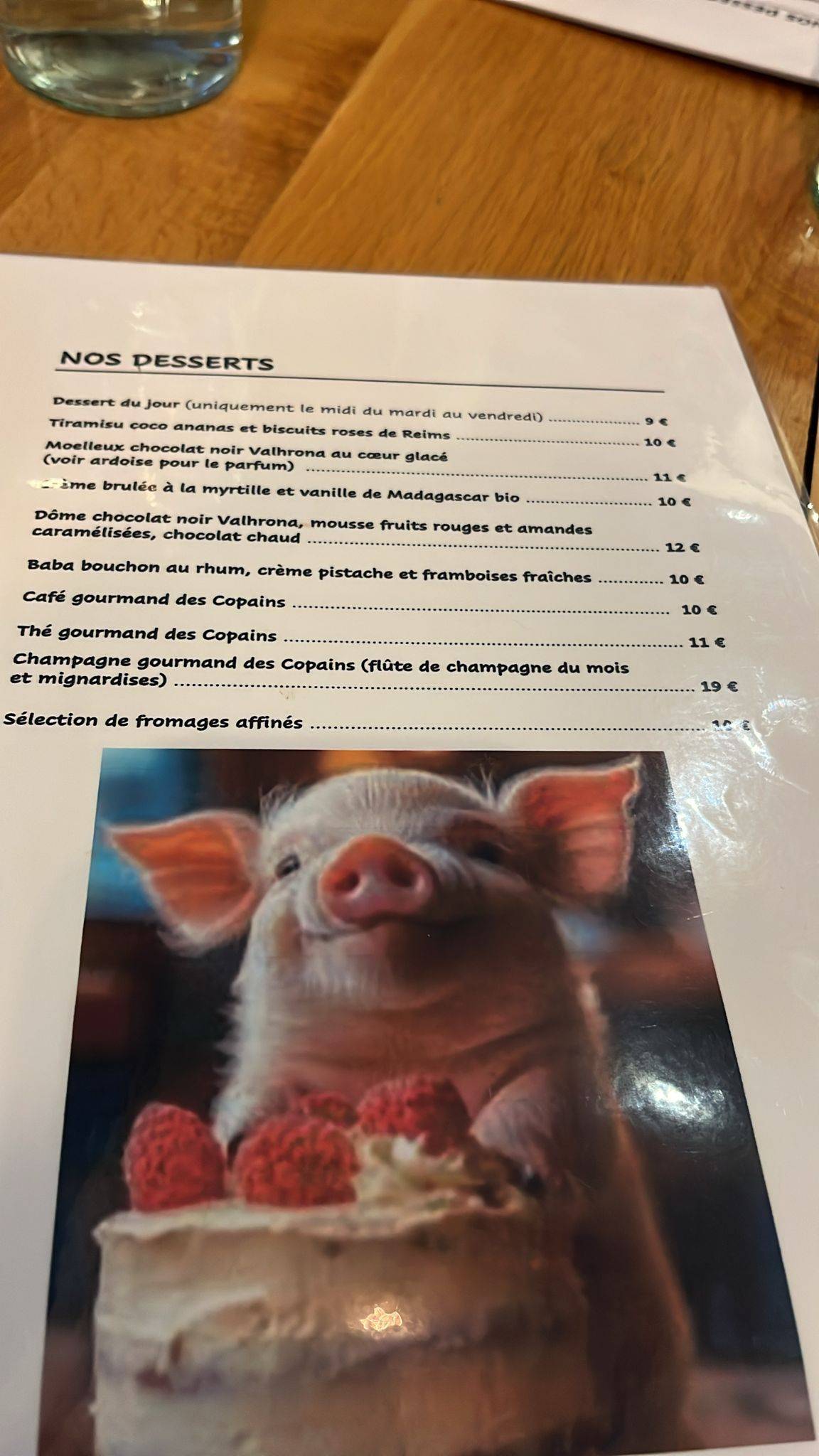 Menu de Copain Comme Cochon