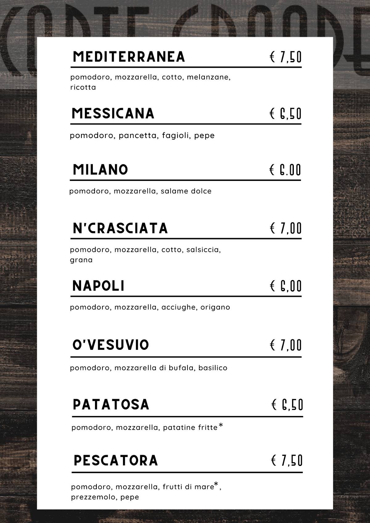Menu di Pizzeria Corte Grande 