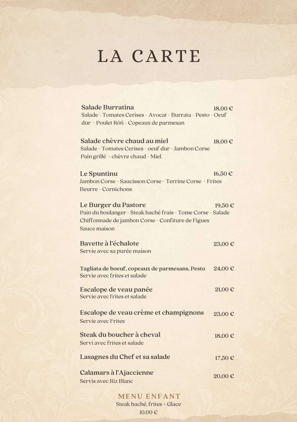 Menu de Cosmo