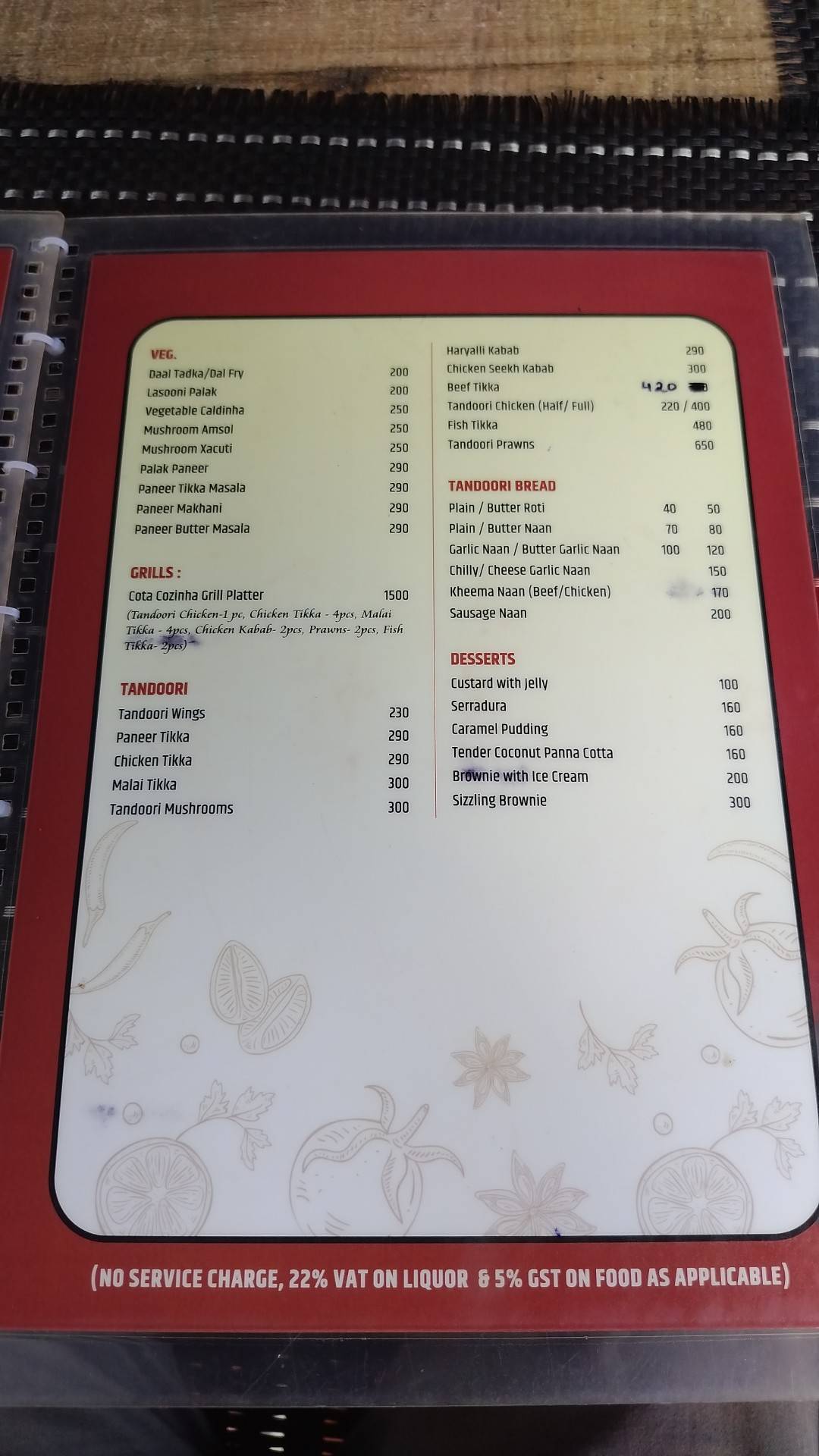 Cota Cozinha menu