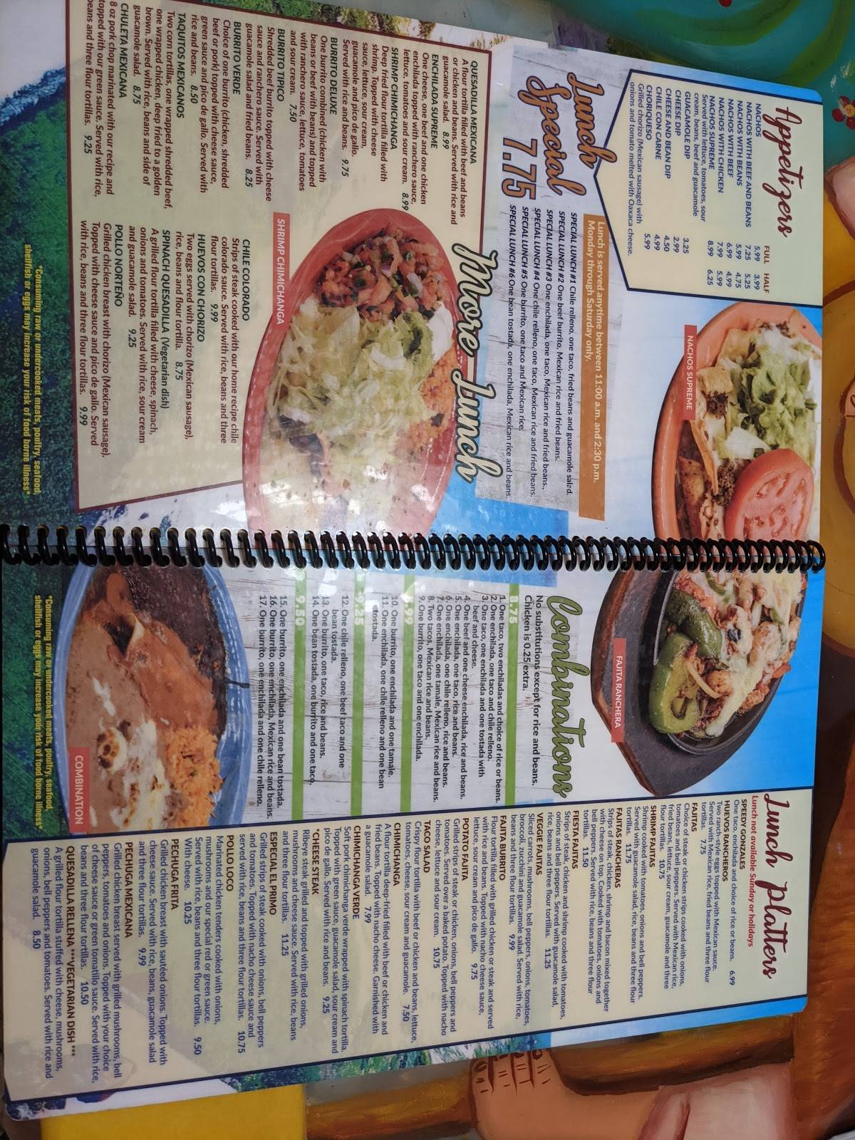 Menu at Cozumel Mexican Restaurant, Whitewater