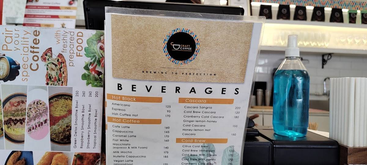 Craft Coffee Infinity Think Tank Salt Lake menu