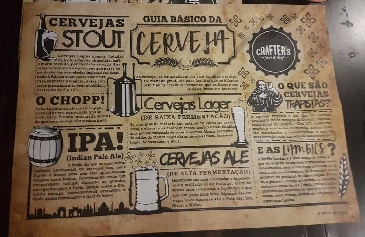 Crafter's Beer & Beef cardápio