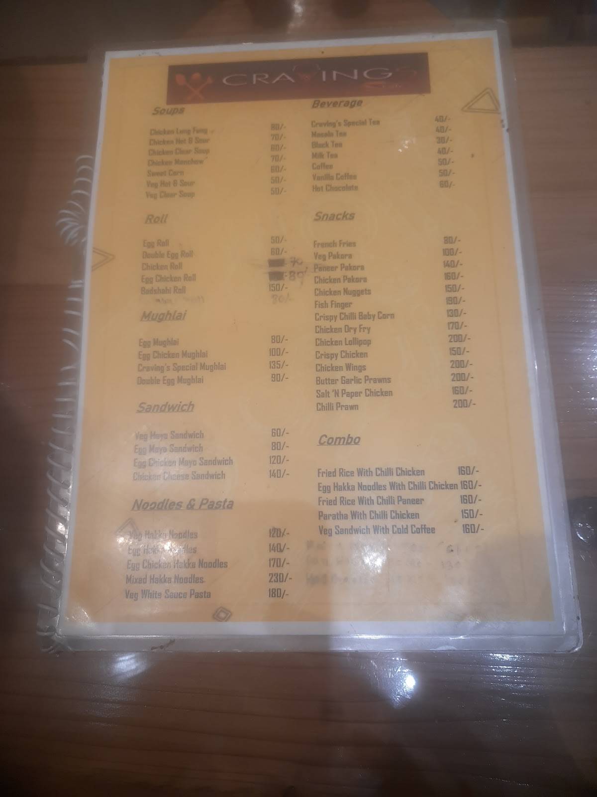 Cravings cafe menu