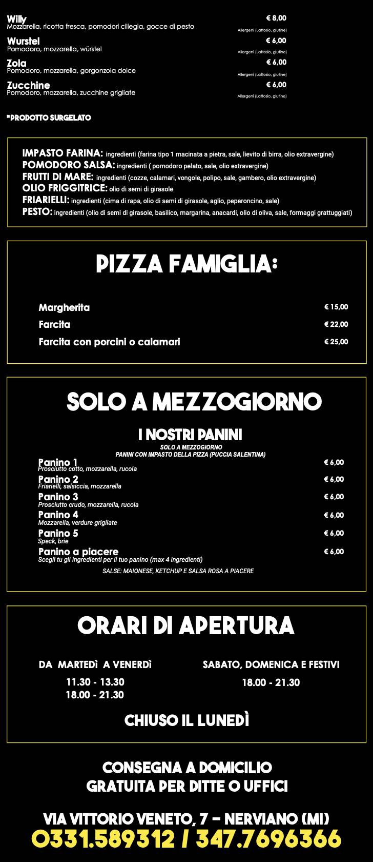 Menu di Crazy Pizza 