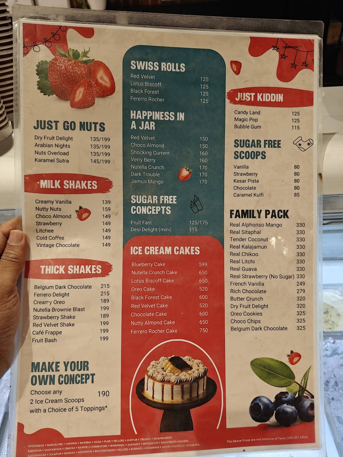 Cream stone menu