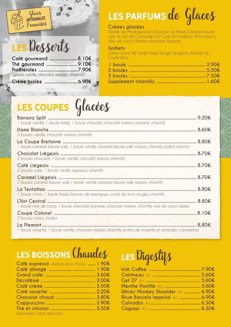 Menu de Crêperie Le Connétable