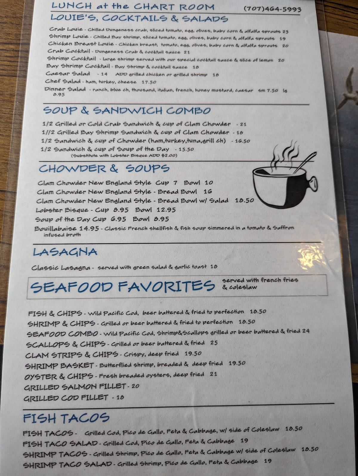 Menu at Chart Room Restaurant, Crescent City
