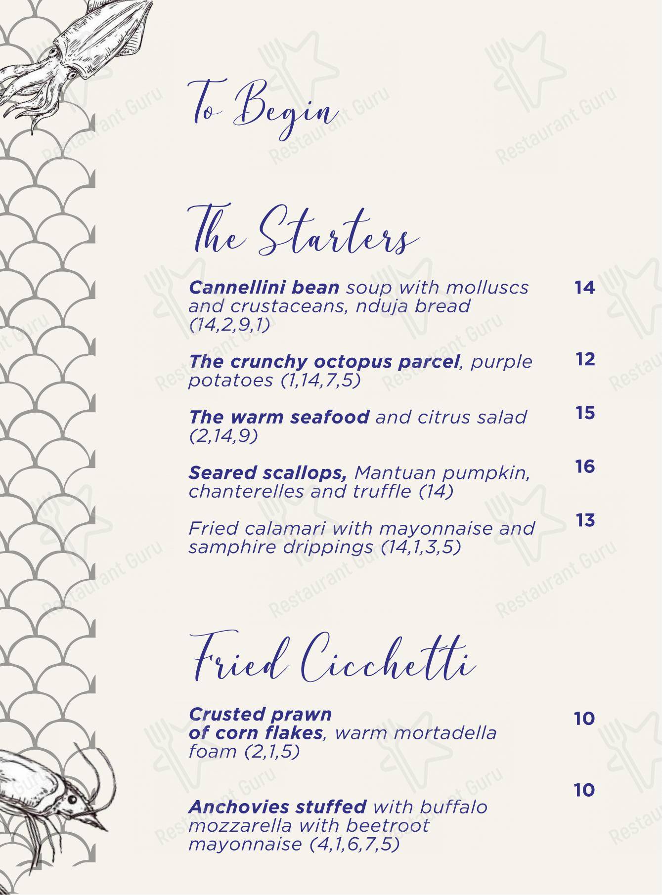 Menu di Cris Fish - Bistrot - Menu bar