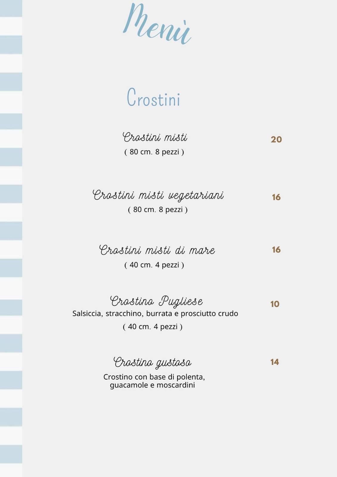 Menu di Ristorante Crostini e Vini 