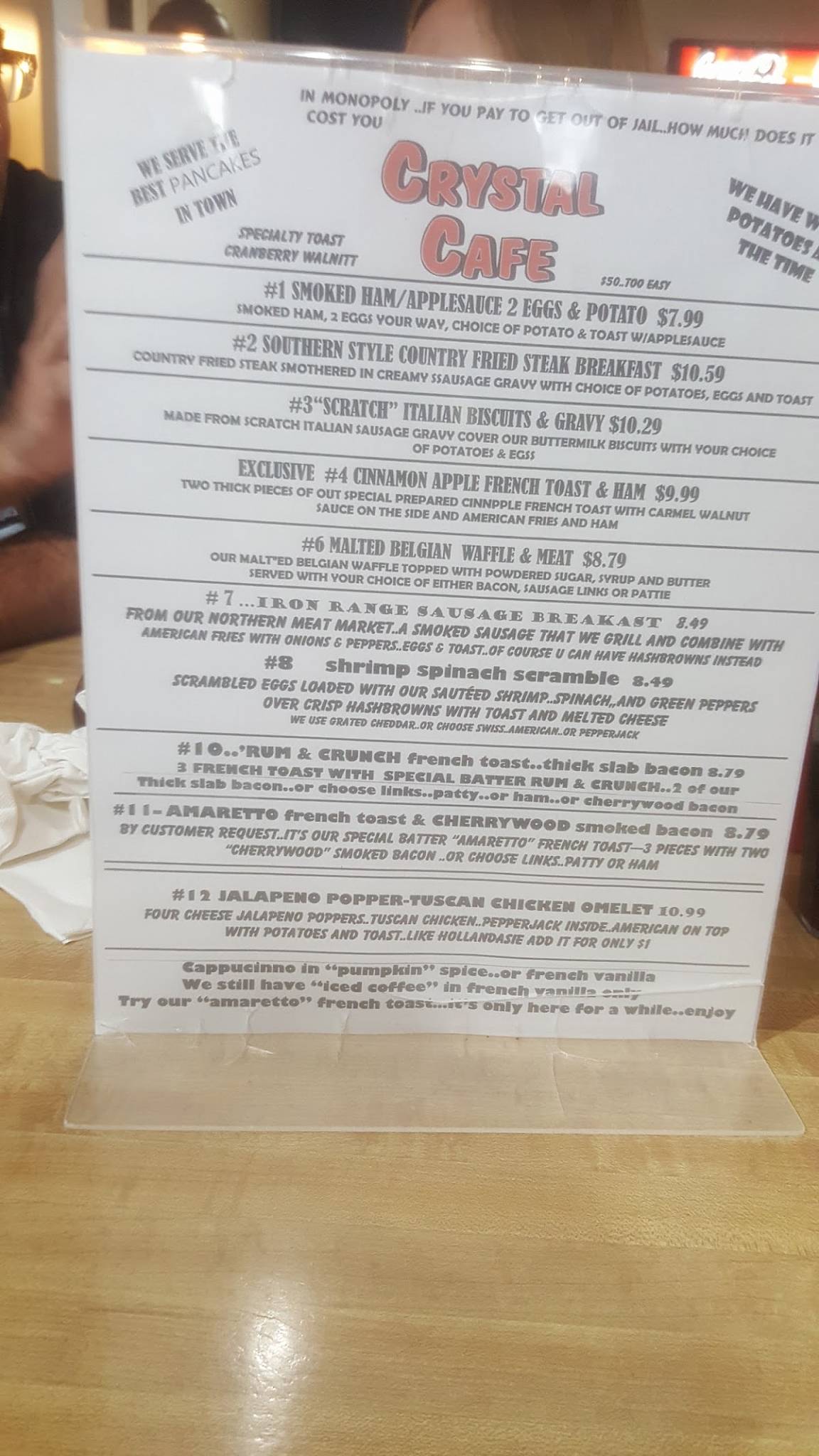 Menu at Crystal Cafe & Grill, Crystal