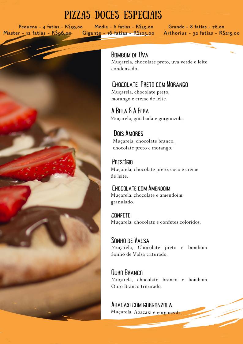 Arthorius Pizzaria cardápio