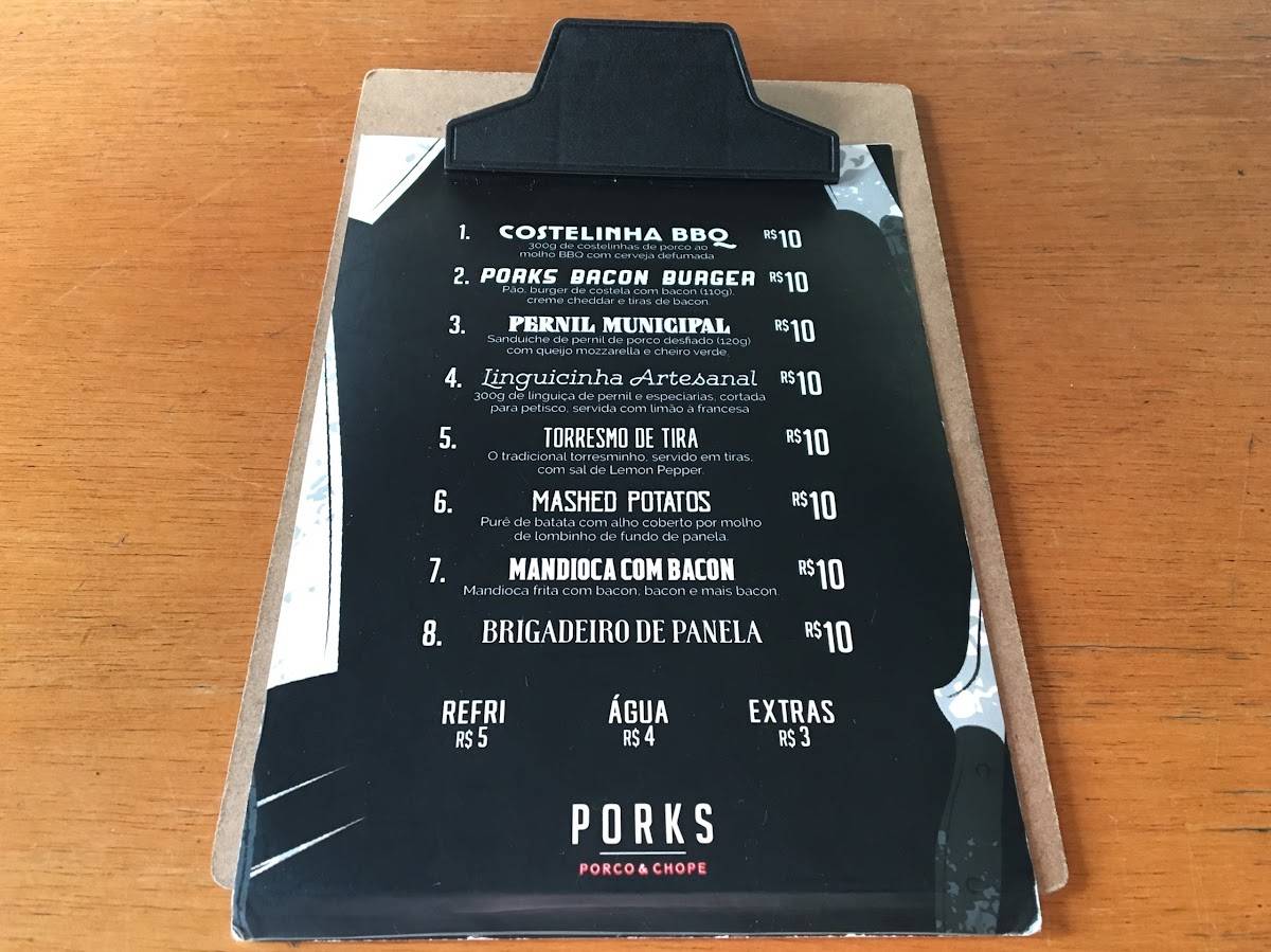 Porks - Museu do Olho cardápio