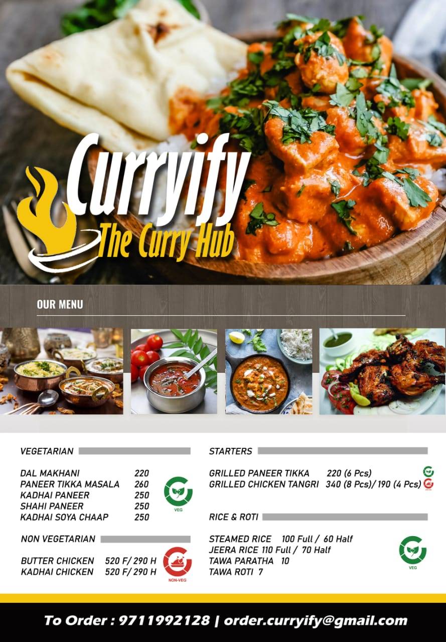 Curryify Restaurant menu