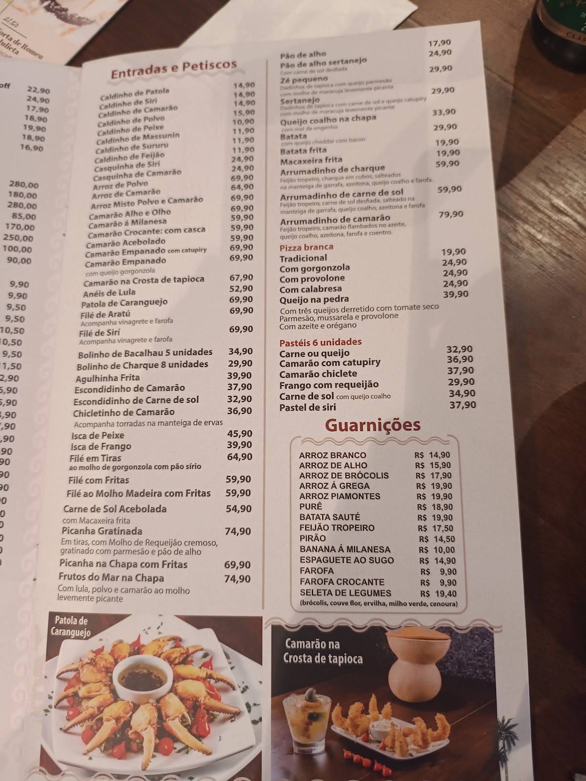 D’Alagoas Restaurante cardápio