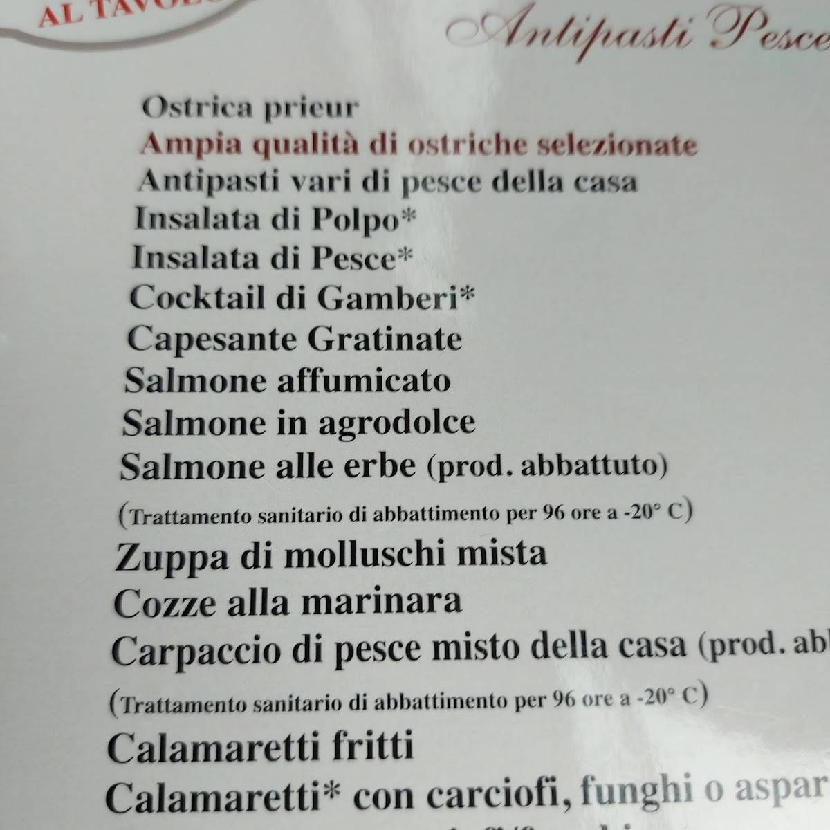 Menu di Da Benito 