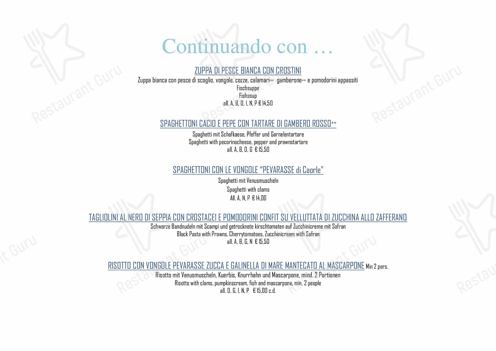 Menu di Ristorante da Buso - Ночное меню