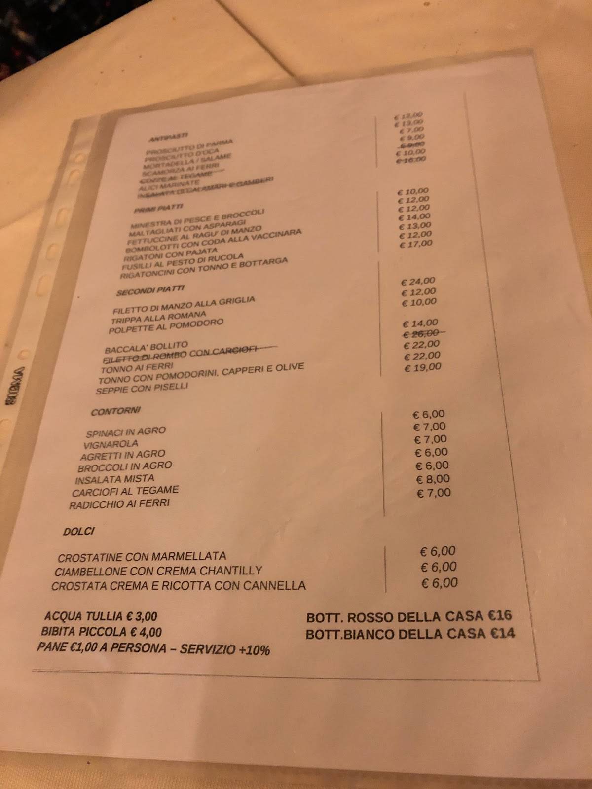Menu di Da Domenico 