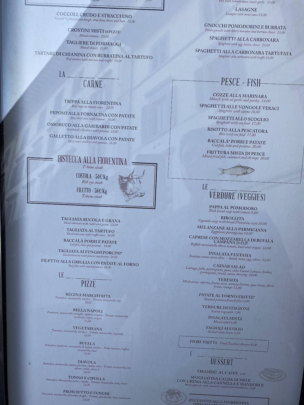 Menu di Trattoria Da Garibardi