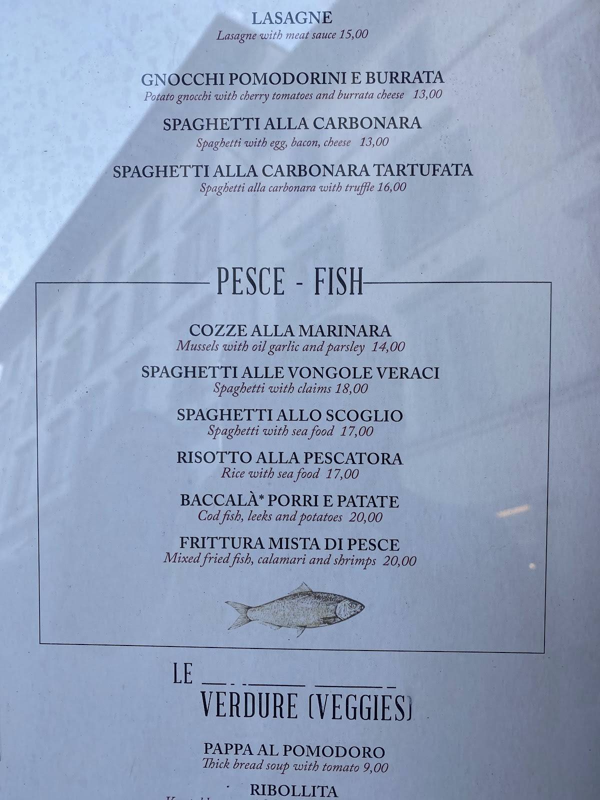 Menu di Trattoria Da Garibardi