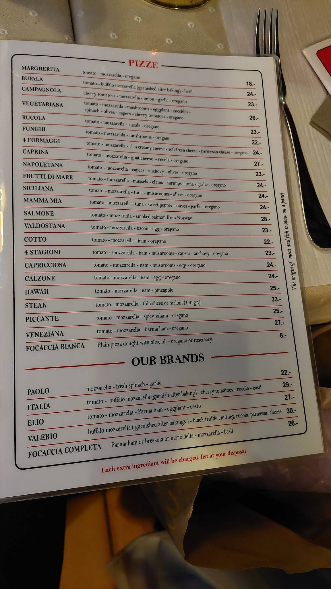 Menu di Da Paolo 