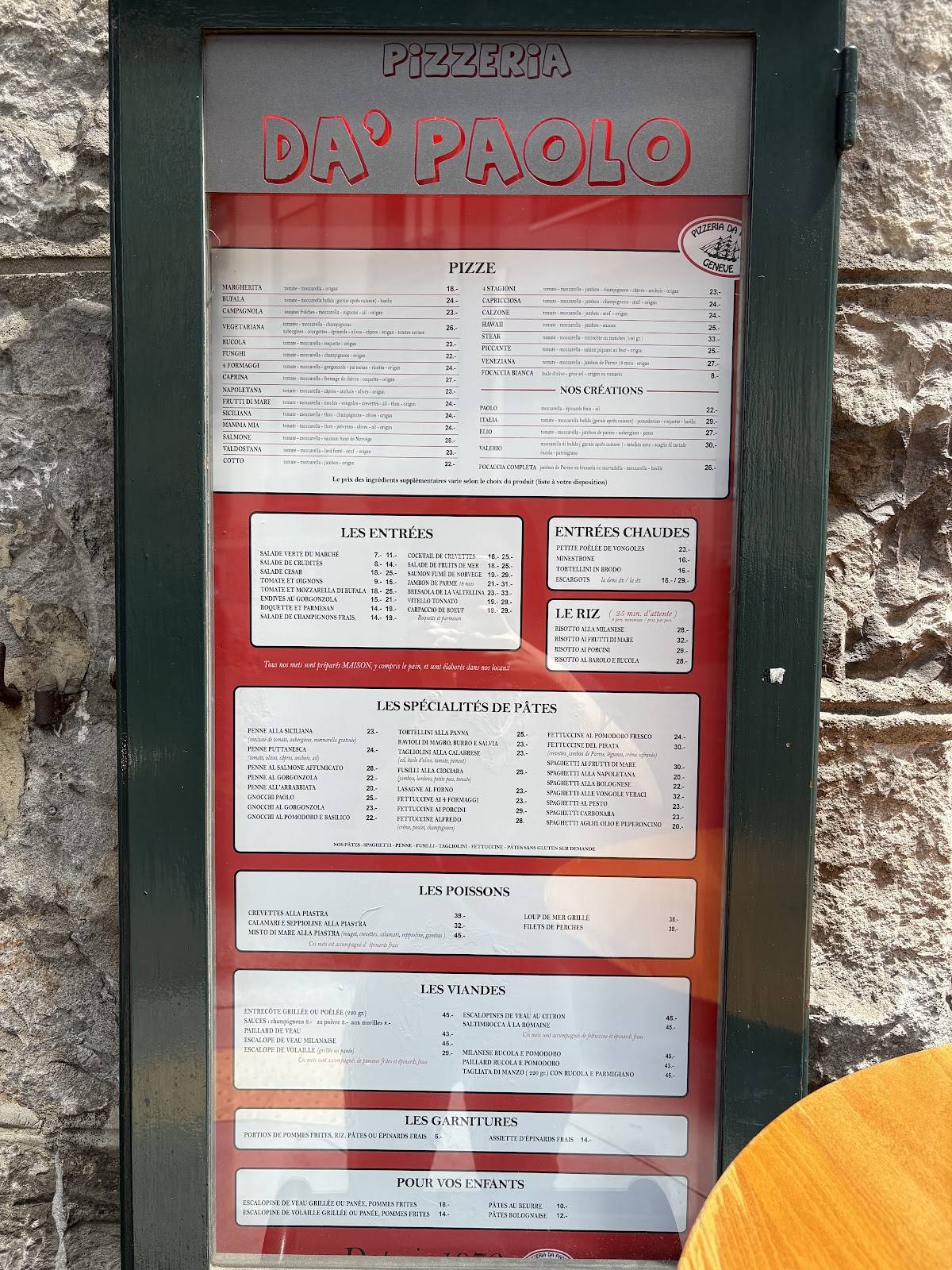 Menu di Da Paolo 