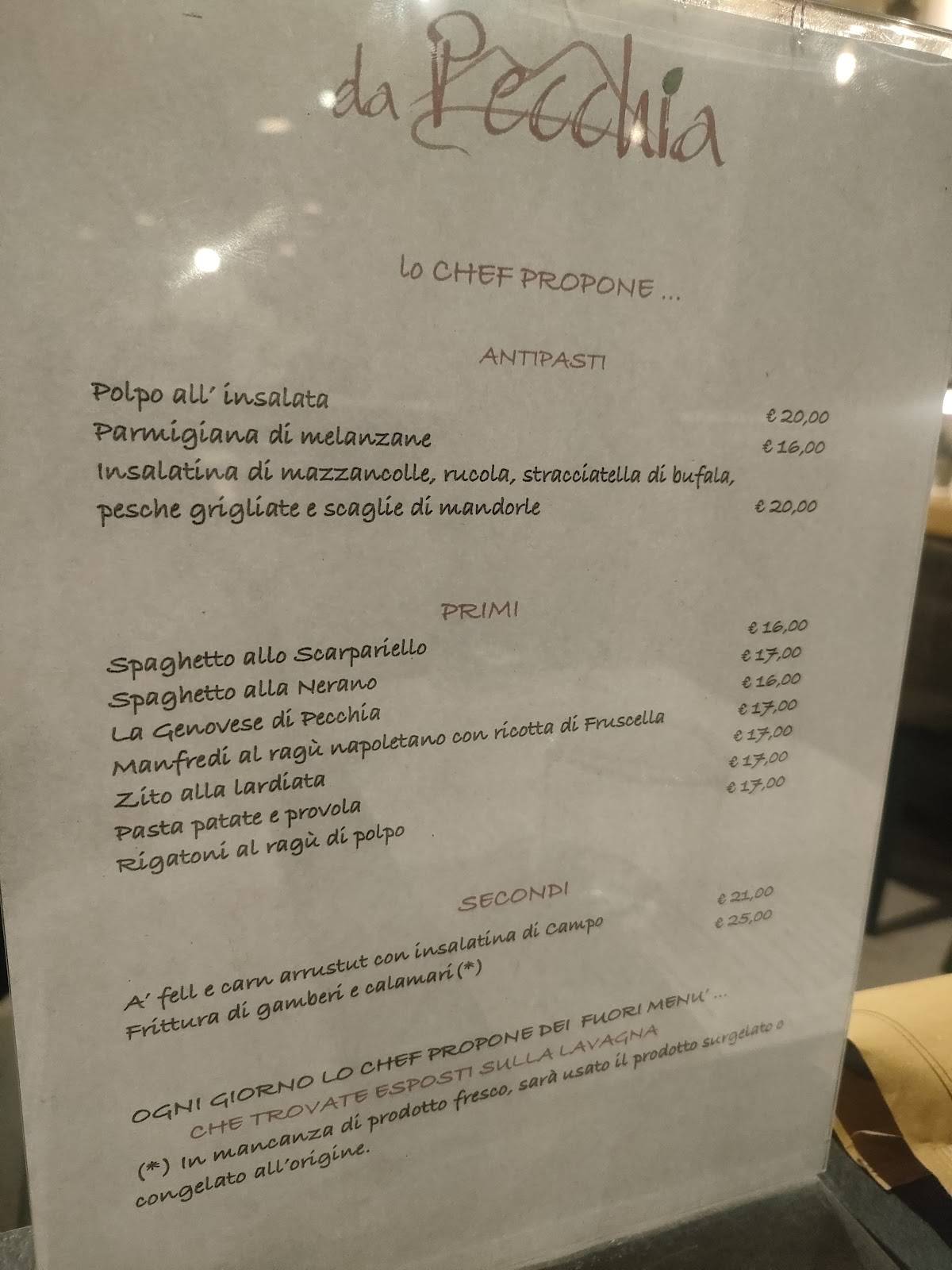 Menu di Da Pecchia Pizza e Sfizi Napoletani 