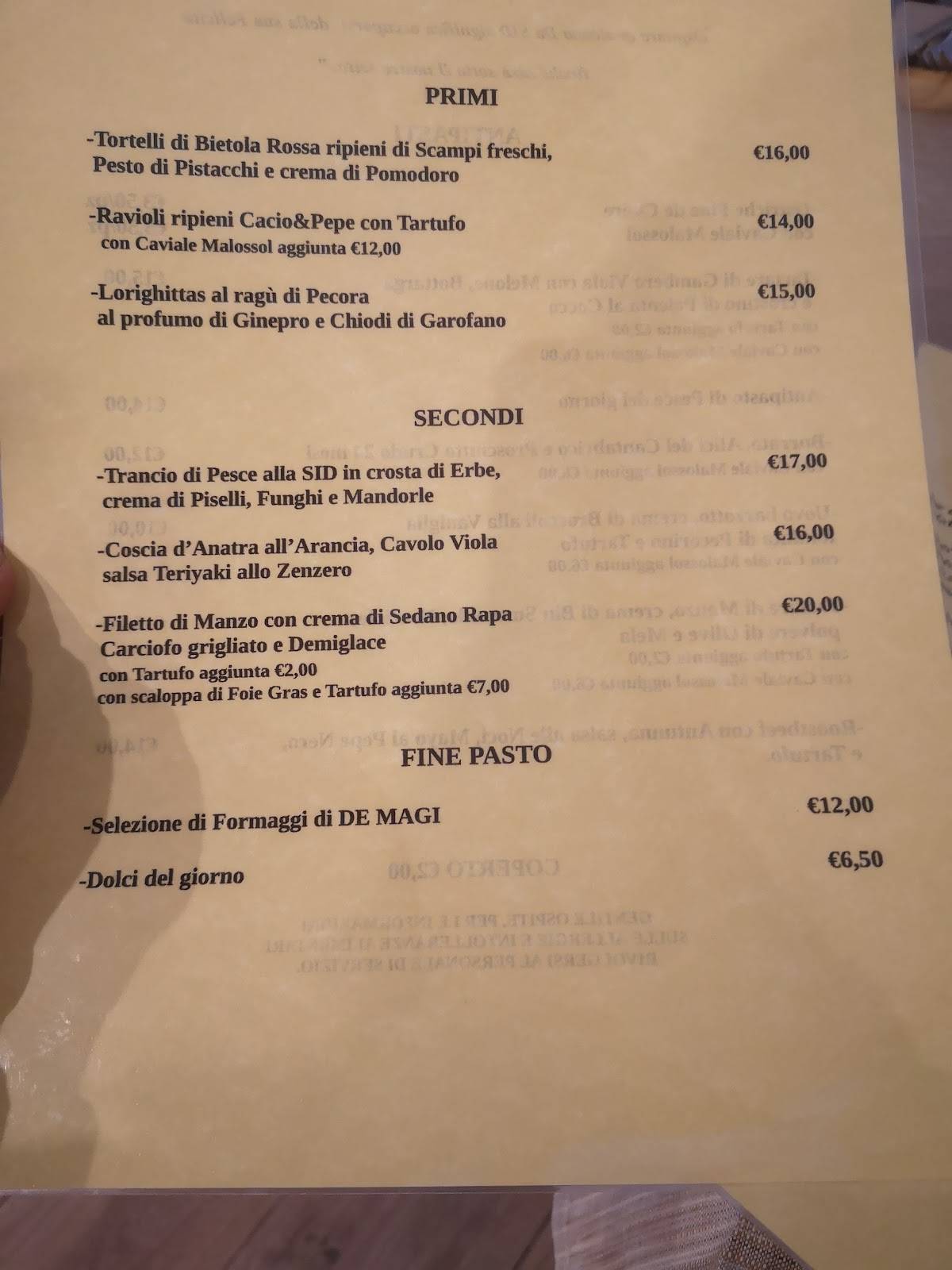 Menu di Ristorante Da SID 