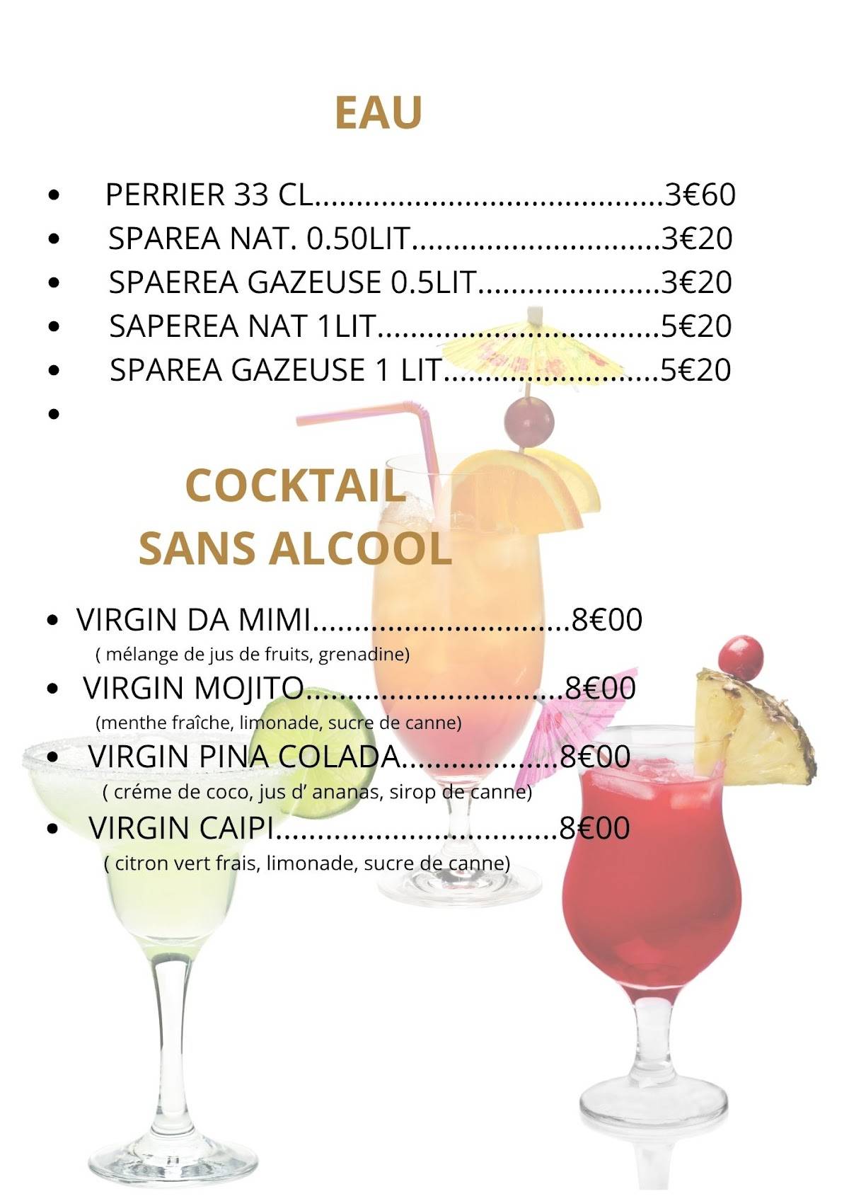 Menu de Da Mimi