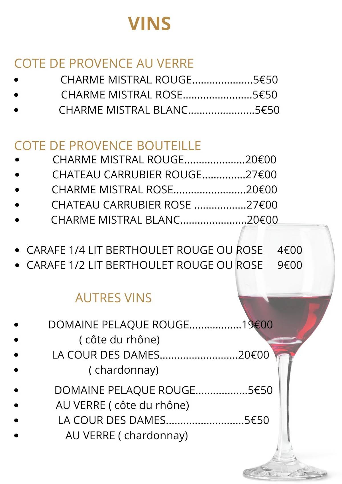 Menu de Da Mimi