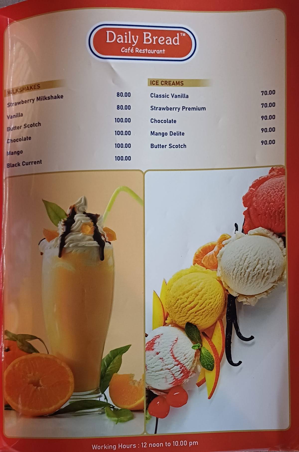 Daily Bread menu