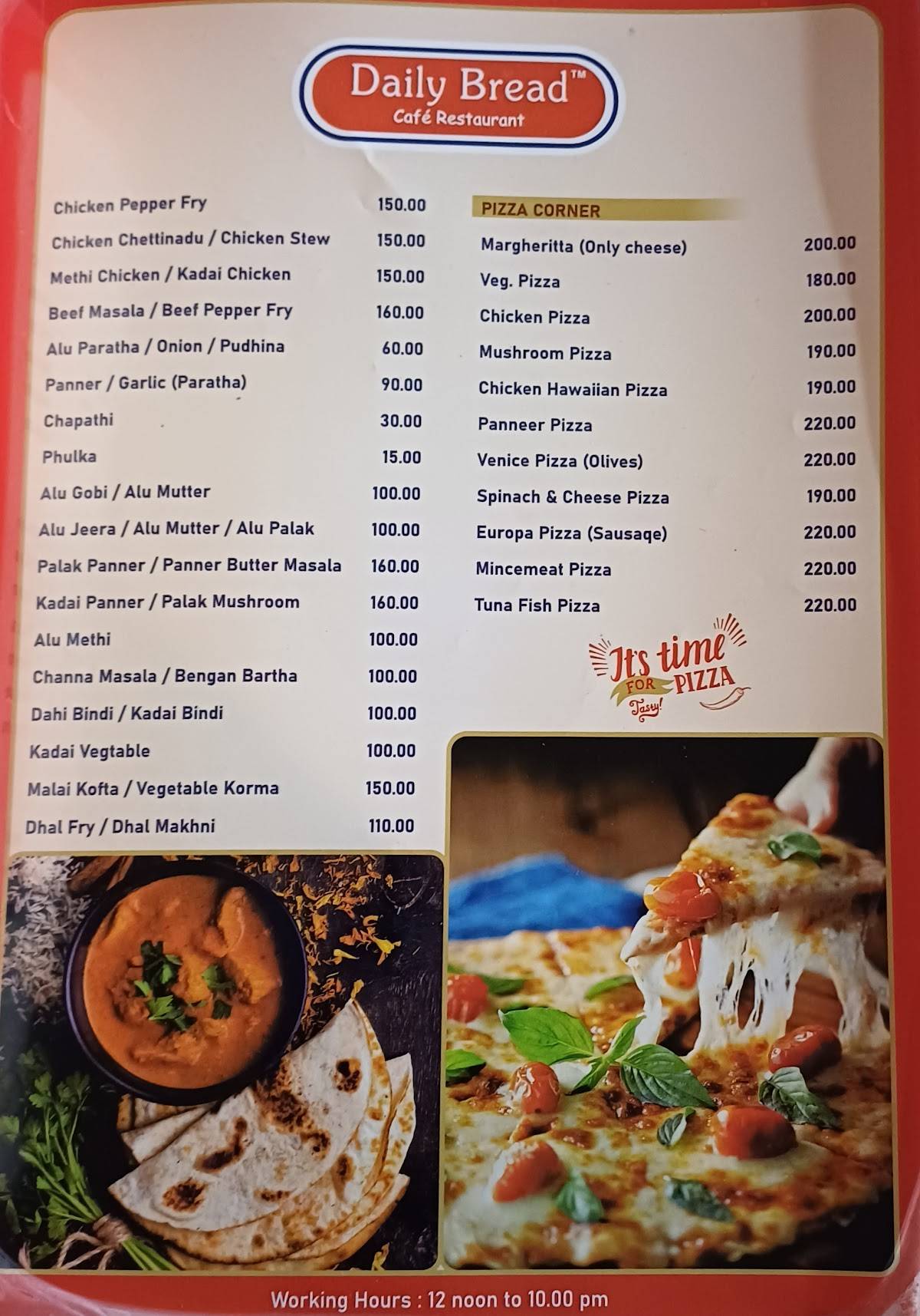 Daily Bread menu