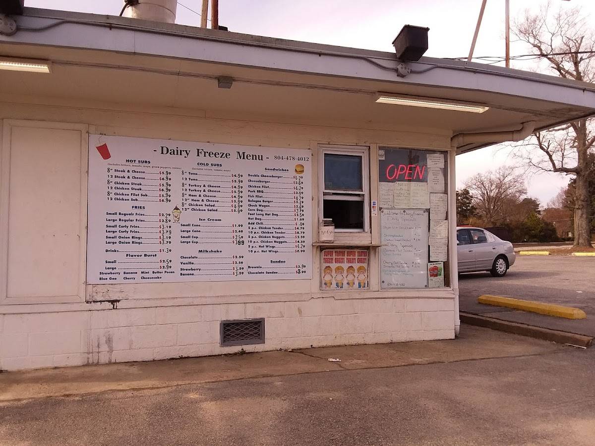 Menu at Dairy Freeze restaurant, McKenney