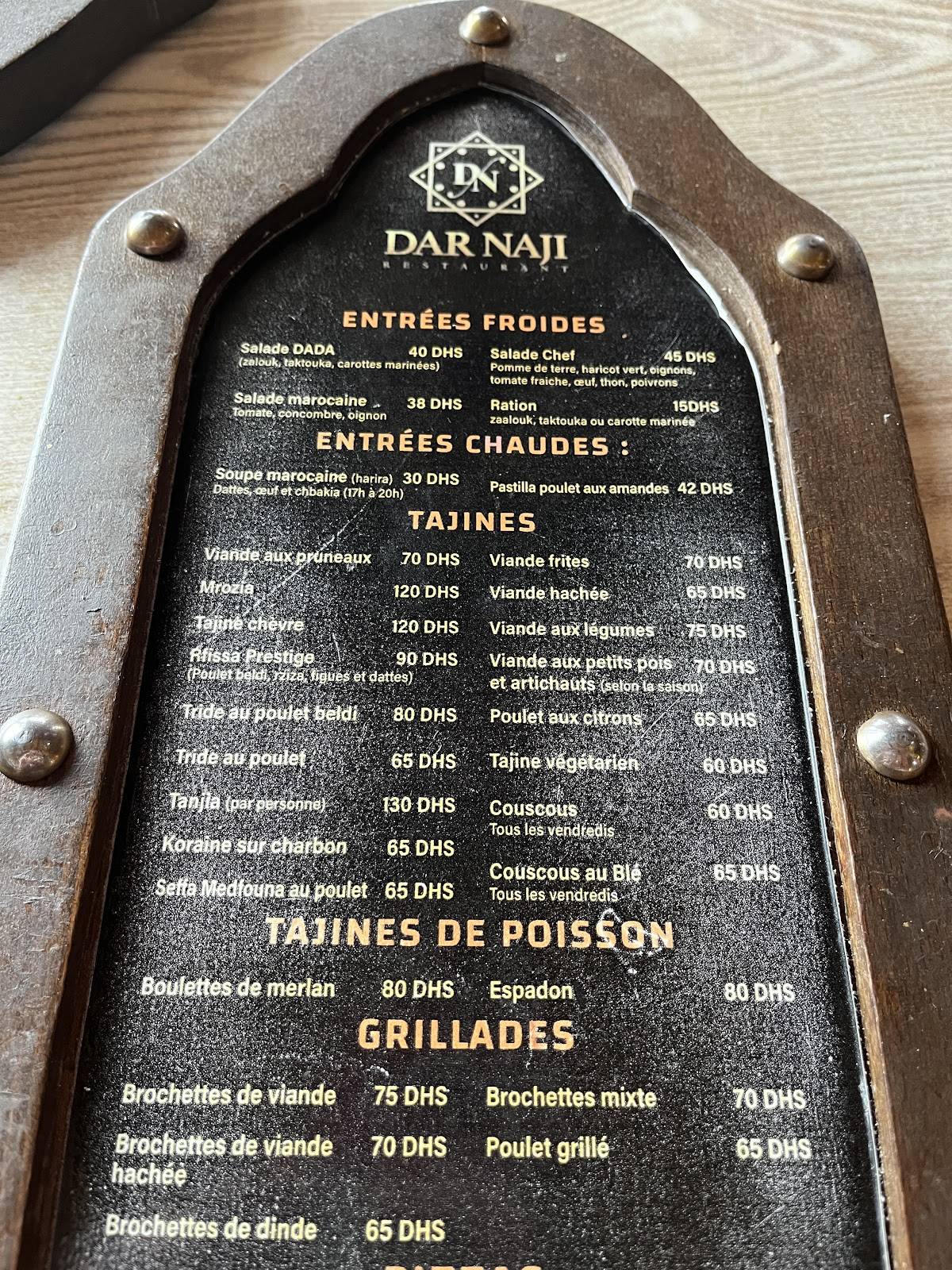 Menu de Dar Naji