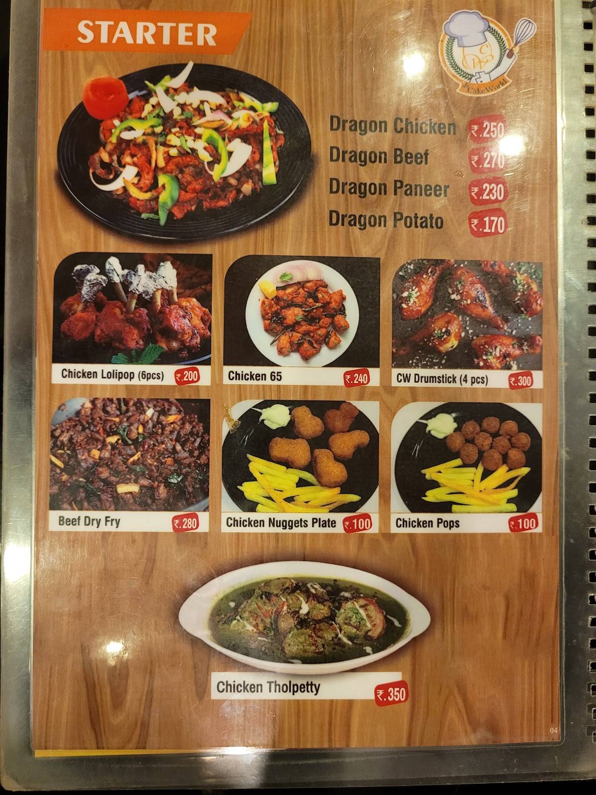 De Cake World Kattanam menu