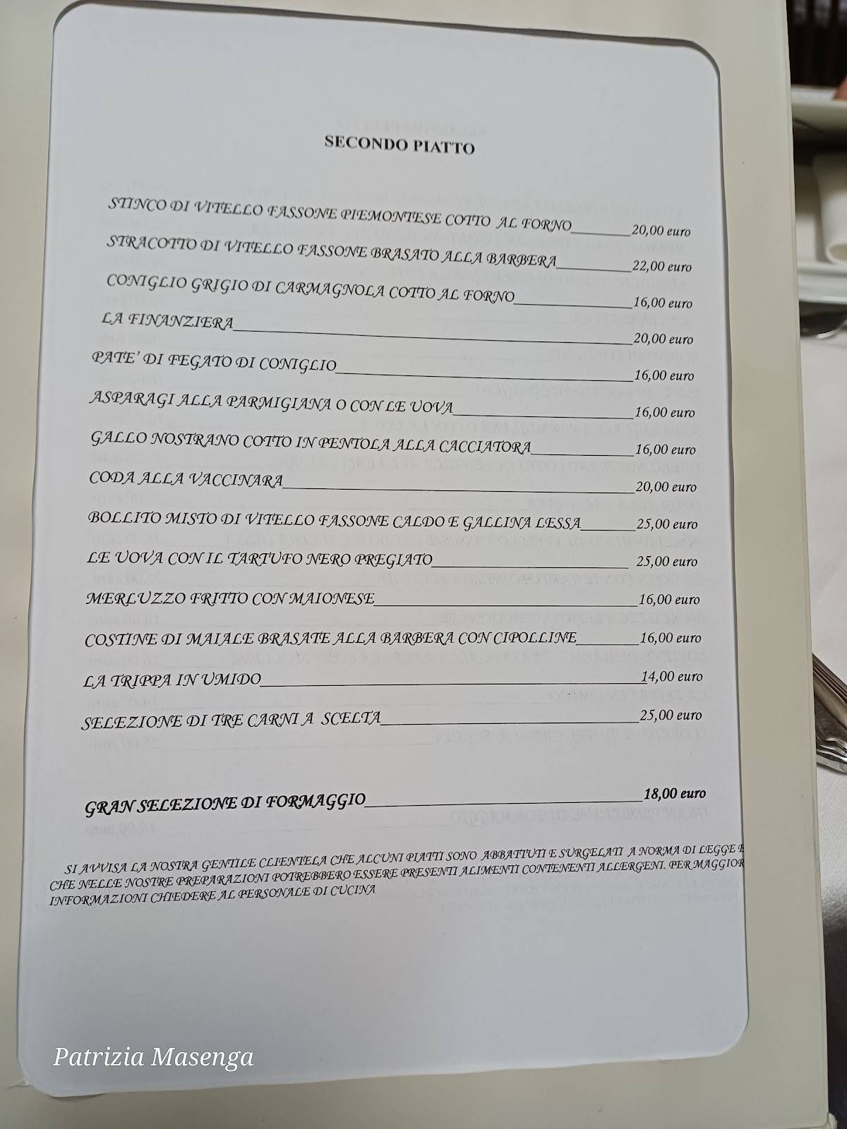 Menu di Del Belbo Da Bardone Andrea e Bardone Gioacchino 