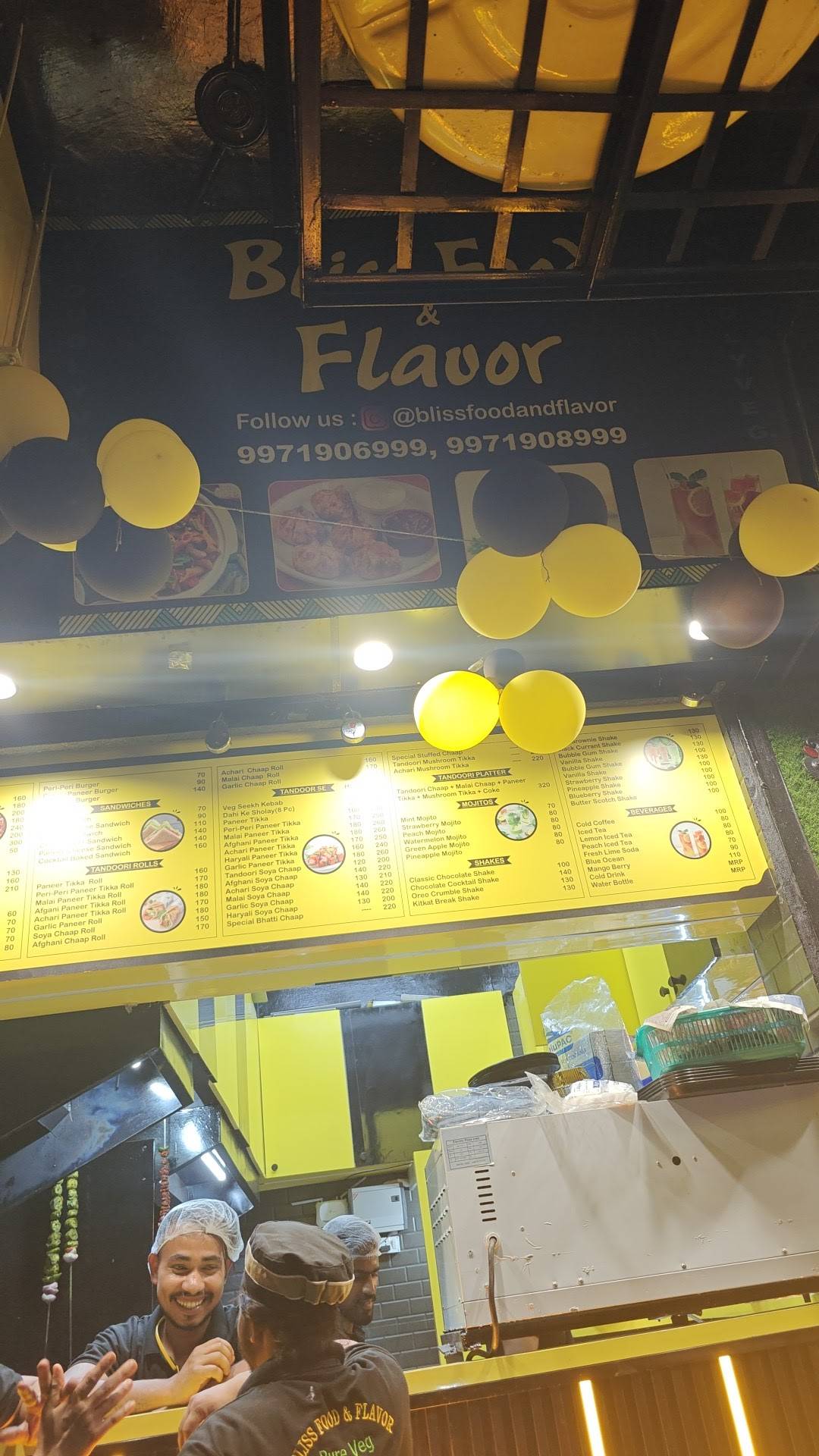 BLISS FOOD AND FLAVOR menu