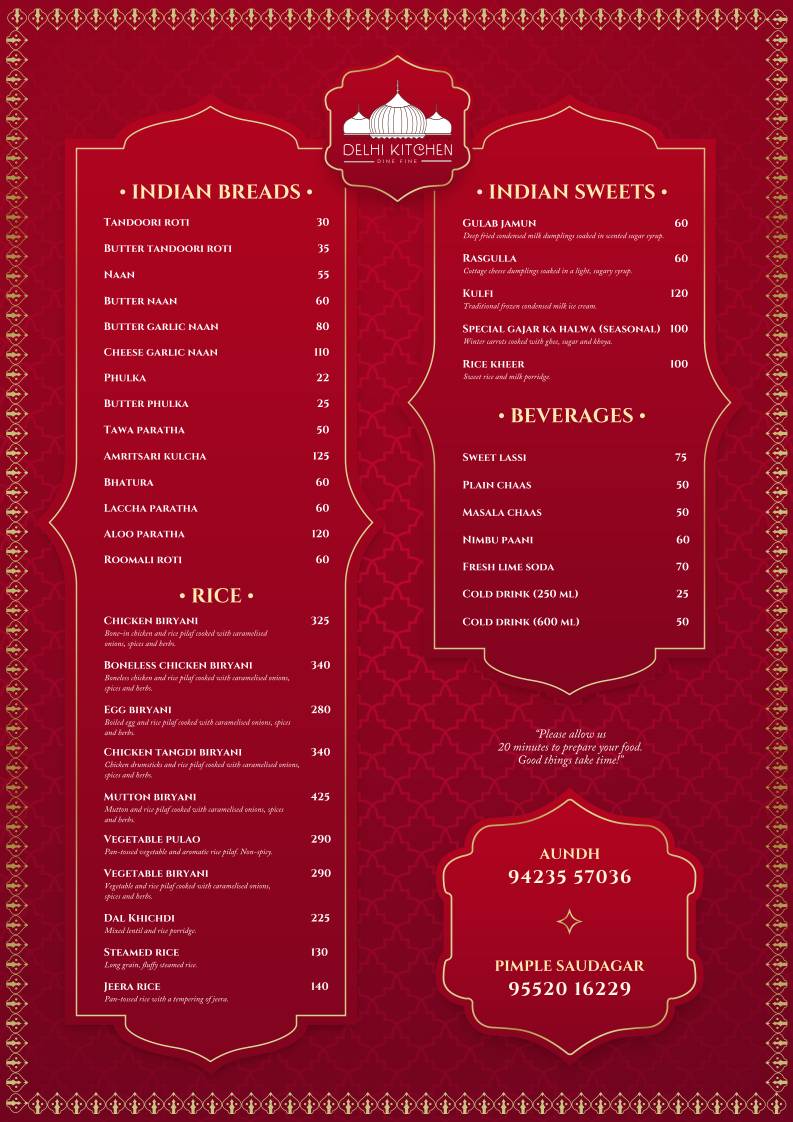 Delhi Kitchen menu