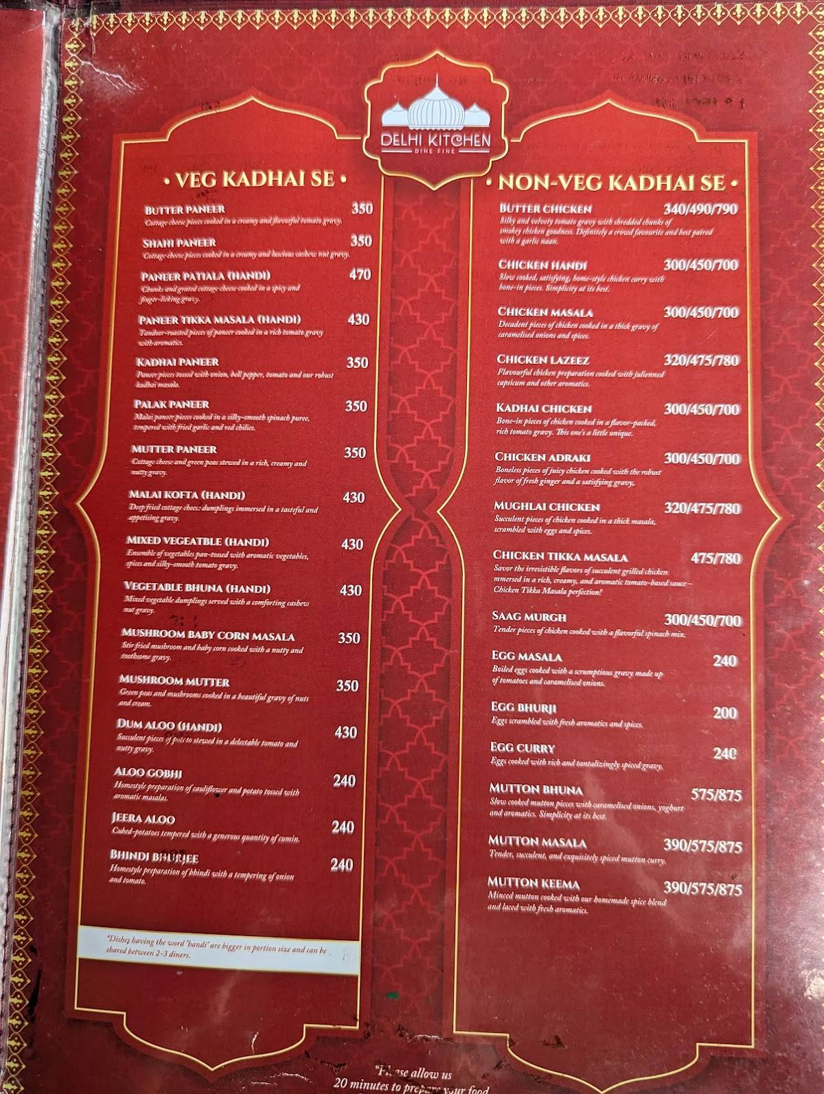 Delhi Kitchen menu